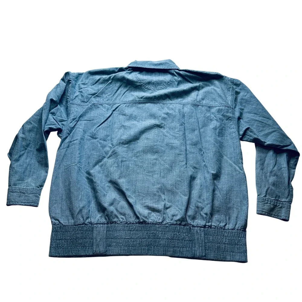 Carole Little Denim Jacket Sport Shirt Style Button Up Pockets Blue‎ Size 6